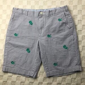 Brooks Brothers Shorts Mens 36 Blue White Striped Seersucker Floral Preppy